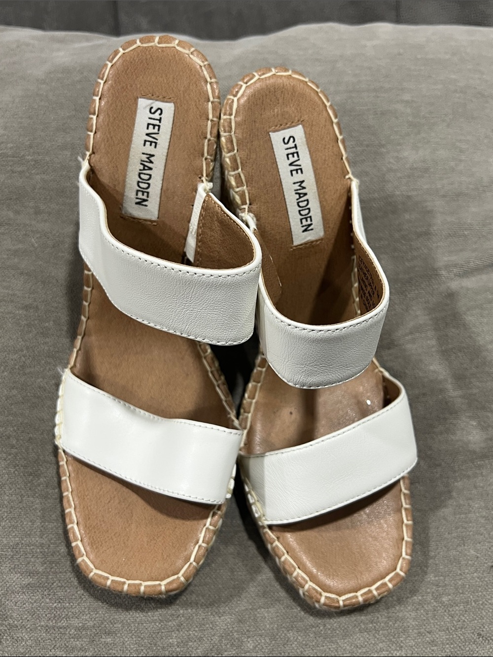 Steve Madden White Double-Strap Espadrille Wedge Sandals 8.5